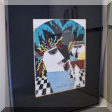 A19. Framed “The Joy of Sax” by Murf. 20.5”h x 16.5”w - $50 